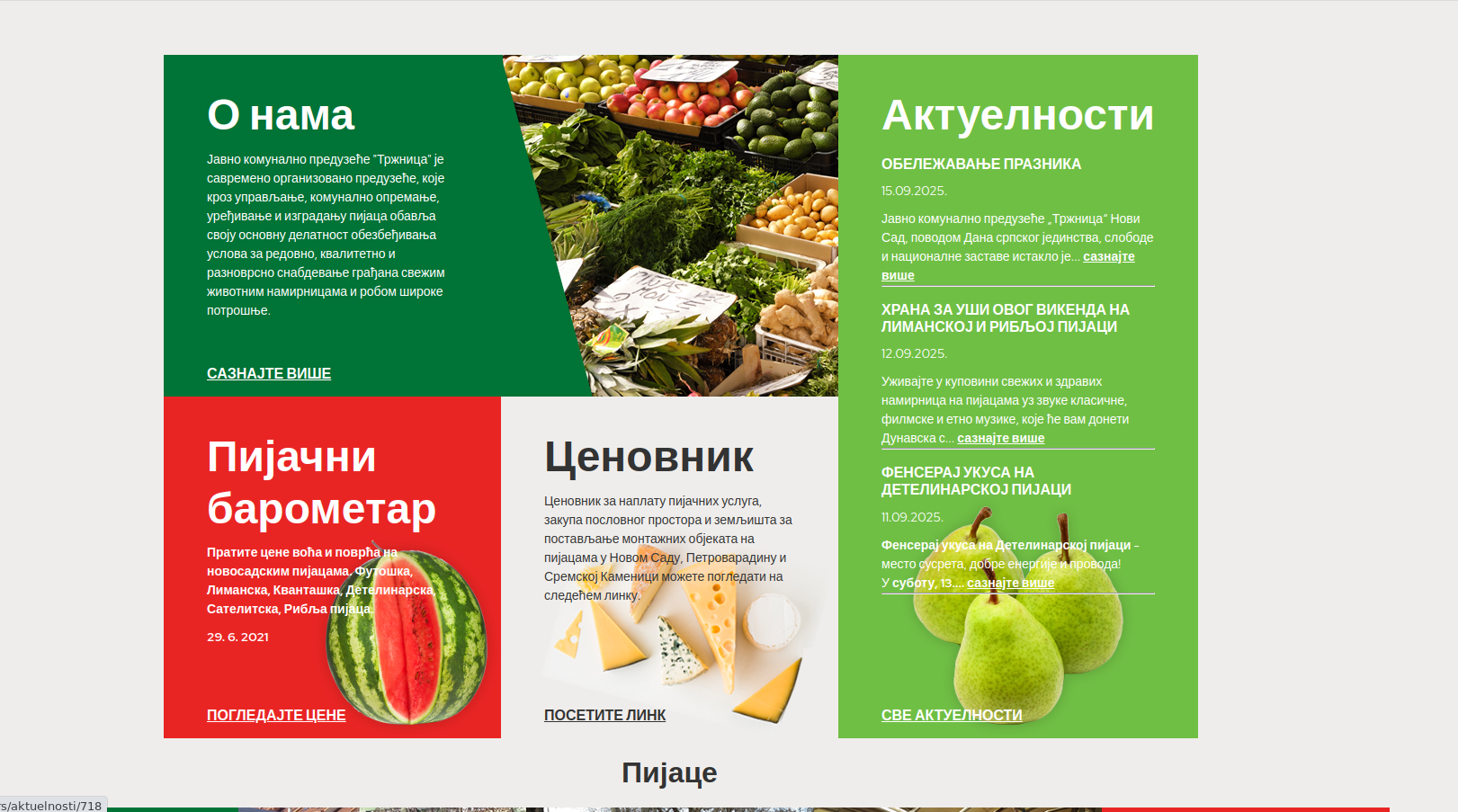 Web sajt za JKP Novosadska Tržnica